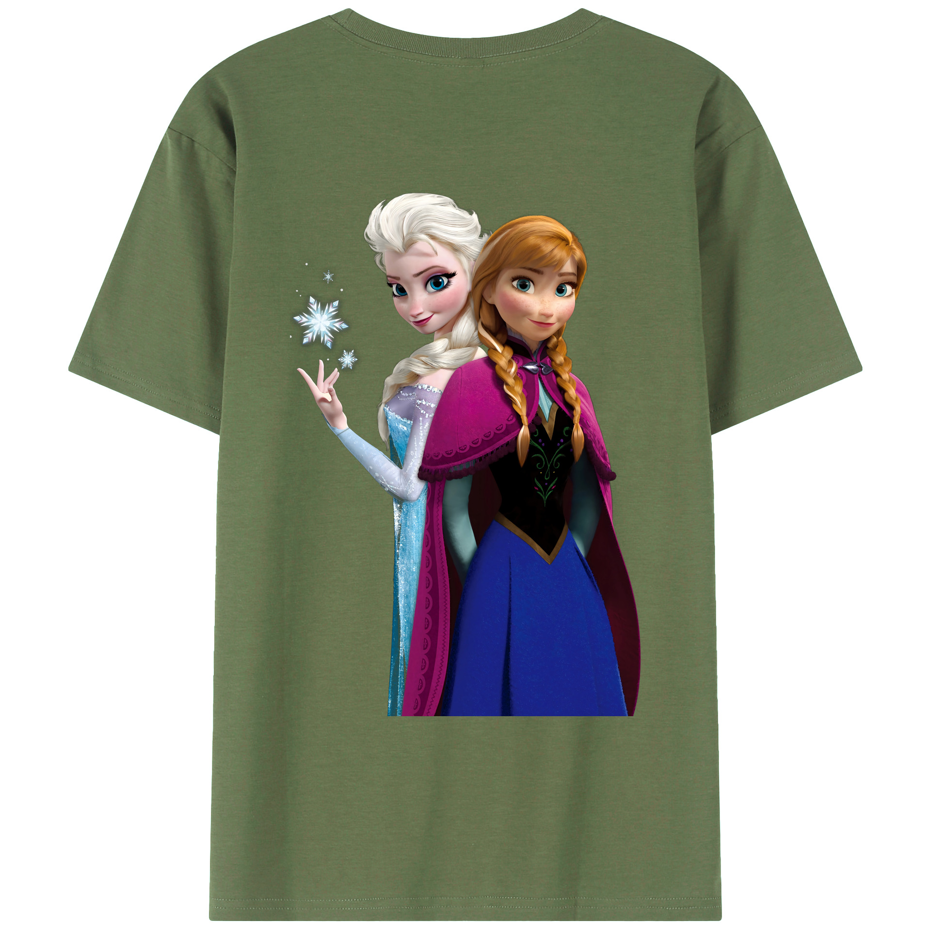 （画像用） アナと雪の女王 アンナ エルサ Frozen Anna Elsa 綿100％ メンズ半袖Tシャツ（バックプリント） 通気性